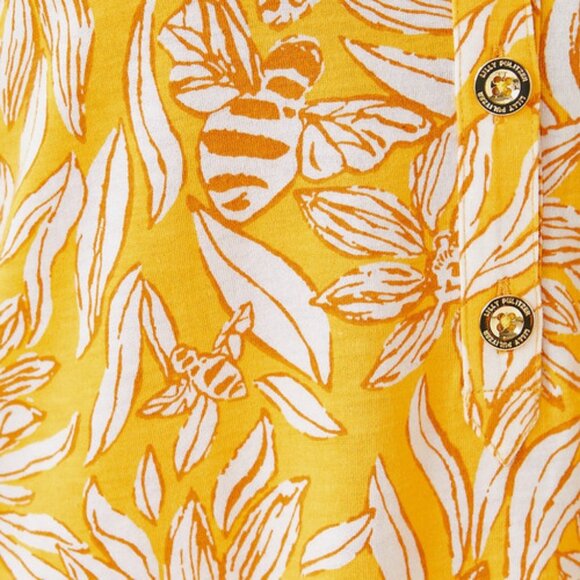 Lilly Pulitzer Bingley Dress Honeycomb Hideaway Yellow Floral Shirt Dress Small - Picture 3 of 10